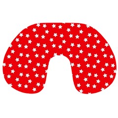 Christmas Pattern White Stars Red Travel Neck Pillows