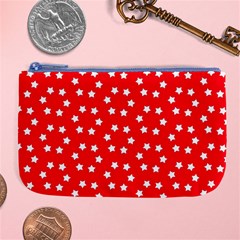 Christmas Pattern White Stars Red Large Coin Purse by Mariart