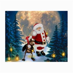 Merry Christmas, Santa Claus With Funny Cockroach In The Night Small Glasses Cloth by FantasyWorld7