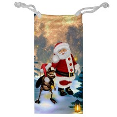 Merry Christmas, Santa Claus With Funny Cockroach In The Night Jewelry Bag by FantasyWorld7