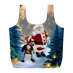 Merry Christmas, Santa Claus With Funny Cockroach In The Night Full Print Recycle Bag (l)