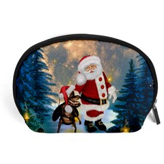 Merry Christmas, Santa Claus With Funny Cockroach In The Night Accessory Pouch (large) by FantasyWorld7