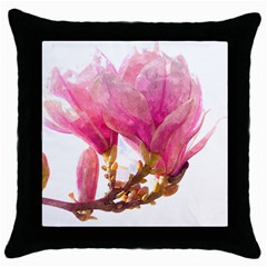 Wild Magnolia Flower Throw Pillow Case (black) by picsaspassion