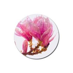 Wild Magnolia Flower Rubber Coaster (round)  by picsaspassion