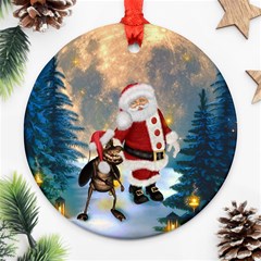 Merry Christmas, Santa Claus With Funny Cockroach In The Night Ornament (round) by FantasyWorld7