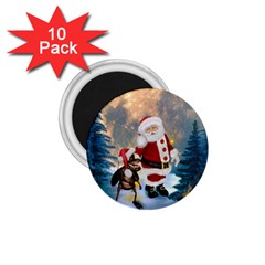 Merry Christmas, Santa Claus With Funny Cockroach In The Night 1 75  Magnets (10 Pack)  by FantasyWorld7