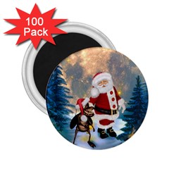 Merry Christmas, Santa Claus With Funny Cockroach In The Night 2 25  Magnets (100 Pack)  by FantasyWorld7