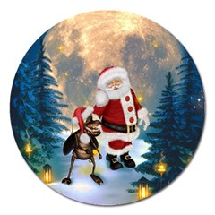 Merry Christmas, Santa Claus With Funny Cockroach In The Night Magnet 5  (round) by FantasyWorld7