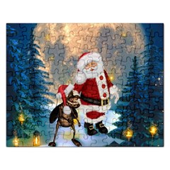 Merry Christmas, Santa Claus With Funny Cockroach In The Night Rectangular Jigsaw Puzzl by FantasyWorld7