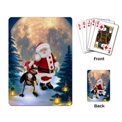 Merry Christmas, Santa Claus With Funny Cockroach In The Night Playing Cards Single Design by FantasyWorld7