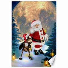 Merry Christmas, Santa Claus With Funny Cockroach In The Night Canvas 12  X 18  by FantasyWorld7