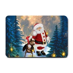 Merry Christmas, Santa Claus With Funny Cockroach In The Night Small Doormat  by FantasyWorld7