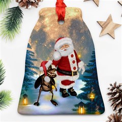 Merry Christmas, Santa Claus With Funny Cockroach In The Night Ornament (bell) by FantasyWorld7