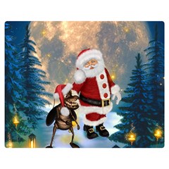 Merry Christmas, Santa Claus With Funny Cockroach In The Night Double Sided Flano Blanket (medium)  by FantasyWorld7