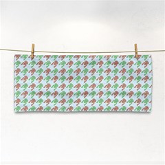 Amphibians Hopping Houndstooth Pattern Hand Towel by emilyzragz