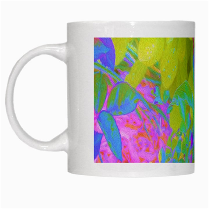 Red Rose With Stunning Golden Yellow Garden Foliage White Mugs