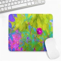 Red Rose With Stunning Golden Yellow Garden Foliage Large Mousepads by myrubiogarden