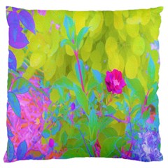 Red Rose With Stunning Golden Yellow Garden Foliage Standard Flano Cushion Case (two Sides) by myrubiogarden