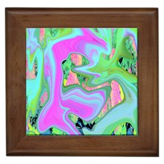 Retro Pink And Light Blue Liquid Art On Hydrangea Garden Framed Tiles by myrubiogarden