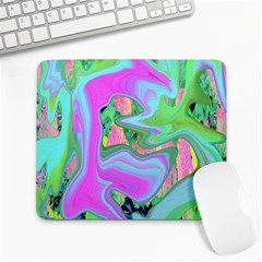 Retro Pink And Light Blue Liquid Art On Hydrangea Garden Large Mousepads by myrubiogarden