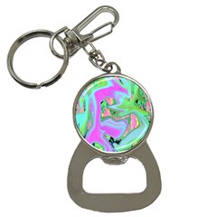 Retro Pink And Light Blue Liquid Art On Hydrangea Garden Bottle Opener Key Chains by myrubiogarden