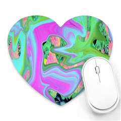 Retro Pink And Light Blue Liquid Art On Hydrangea Garden Heart Mousepads by myrubiogarden