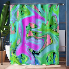 Retro Pink And Light Blue Liquid Art On Hydrangea Garden Shower Curtain 60  X 72  (medium)  by myrubiogarden