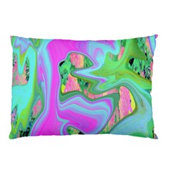 Retro Pink And Light Blue Liquid Art On Hydrangea Garden Pillow Case (two Sides) by myrubiogarden