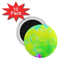 Fluorescent Yellow And Pink Abstract Garden Foliage 1 75  Magnets (10 Pack)  by myrubiogarden