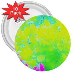 Fluorescent Yellow And Pink Abstract Garden Foliage 3  Buttons (10 Pack)  by myrubiogarden