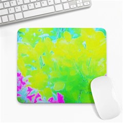 Fluorescent Yellow And Pink Abstract Garden Foliage Large Mousepads by myrubiogarden