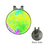 Fluorescent Yellow And Pink Abstract Garden Foliage Hat Clips with Golf Markers Front