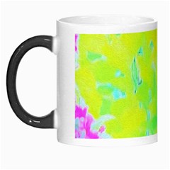 Fluorescent Yellow And Pink Abstract Garden Foliage Morph Mugs by myrubiogarden