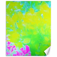 Fluorescent Yellow And Pink Abstract Garden Foliage Canvas 16  X 20  by myrubiogarden