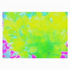 Fluorescent Yellow And Pink Abstract Garden Foliage Large Glasses Cloth (2-side) by myrubiogarden