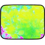 Fluorescent Yellow And Pink Abstract Garden Foliage Fleece Blanket (Mini) 35 x27  Blanket