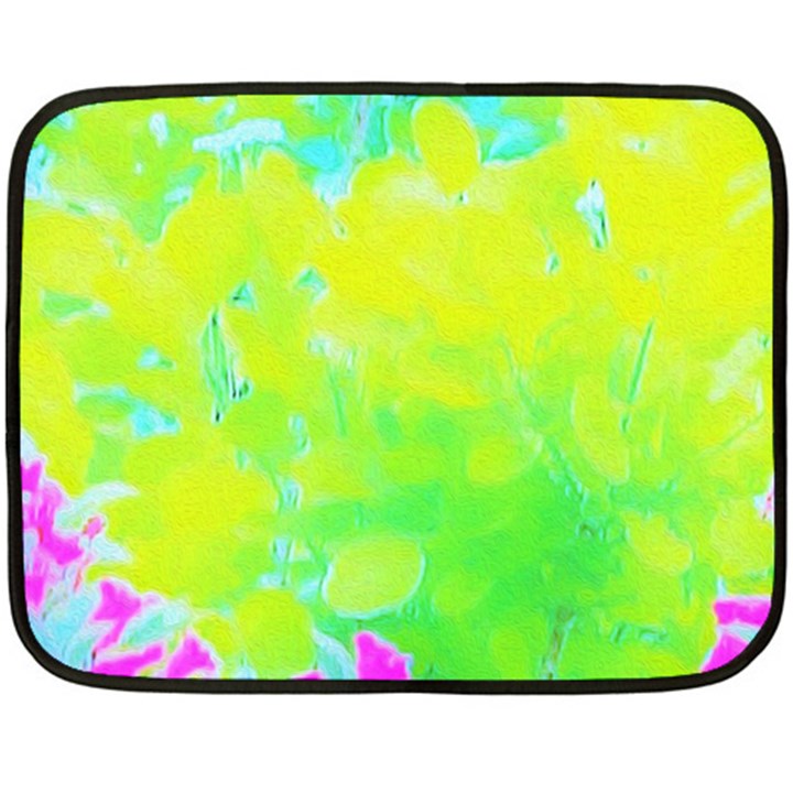 Fluorescent Yellow And Pink Abstract Garden Foliage Fleece Blanket (Mini)