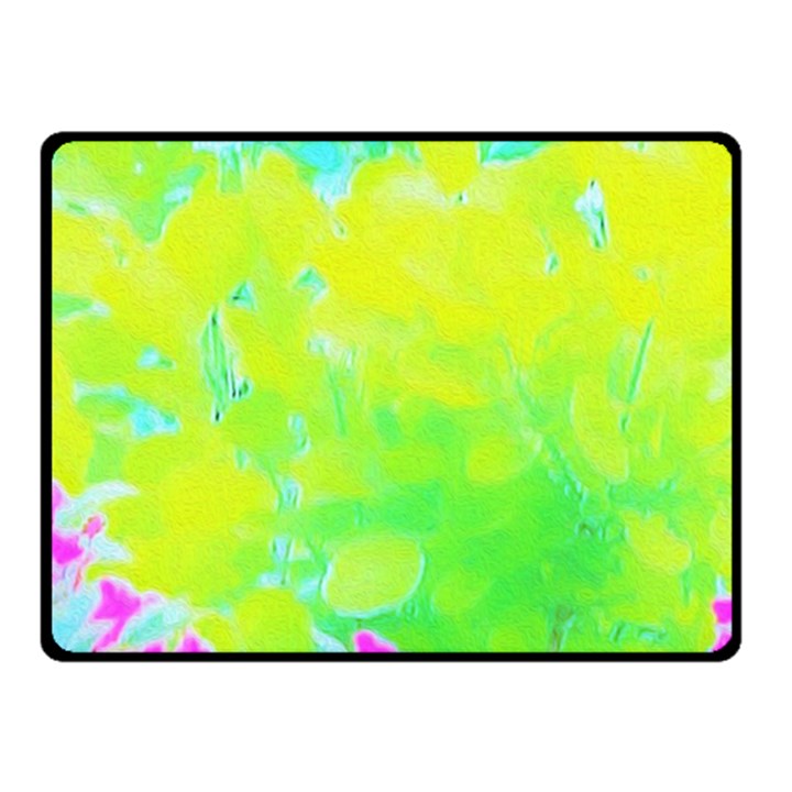 Fluorescent Yellow And Pink Abstract Garden Foliage Fleece Blanket (Small)