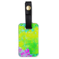 Fluorescent Yellow And Pink Abstract Garden Foliage Luggage Tags (one Side)  by myrubiogarden