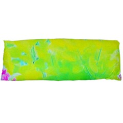 Fluorescent Yellow And Pink Abstract Garden Foliage Body Pillow Case (dakimakura) by myrubiogarden