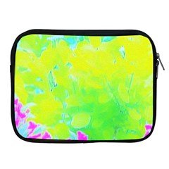 Fluorescent Yellow And Pink Abstract Garden Foliage Apple Ipad 2/3/4 Zipper Cases by myrubiogarden