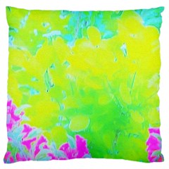 Fluorescent Yellow And Pink Abstract Garden Foliage Standard Flano Cushion Case (one Side) by myrubiogarden