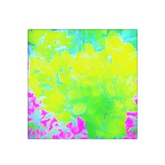 Fluorescent Yellow And Pink Abstract Garden Foliage Satin Bandana Scarf by myrubiogarden