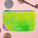 Fluorescent Yellow And Pink Abstract Garden Foliage Large Coin Purse Front