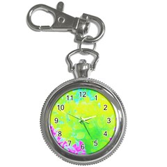 Fluorescent Yellow And Pink Abstract Garden Foliage Key Chain Watches by myrubiogarden