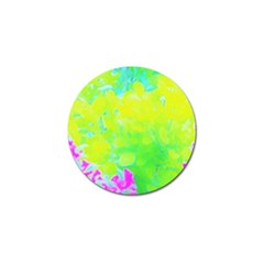 Fluorescent Yellow And Pink Abstract Garden Foliage Golf Ball Marker (4 Pack) by myrubiogarden