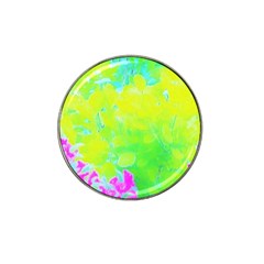 Fluorescent Yellow And Pink Abstract Garden Foliage Hat Clip Ball Marker by myrubiogarden