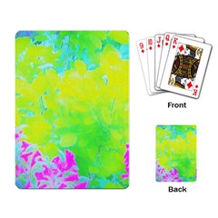 Fluorescent Yellow And Pink Abstract Garden Foliage Playing Cards Single Design by myrubiogarden