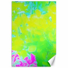 Fluorescent Yellow And Pink Abstract Garden Foliage Canvas 20  X 30  by myrubiogarden