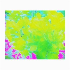 Fluorescent Yellow And Pink Abstract Garden Foliage Small Glasses Cloth (2-side) by myrubiogarden